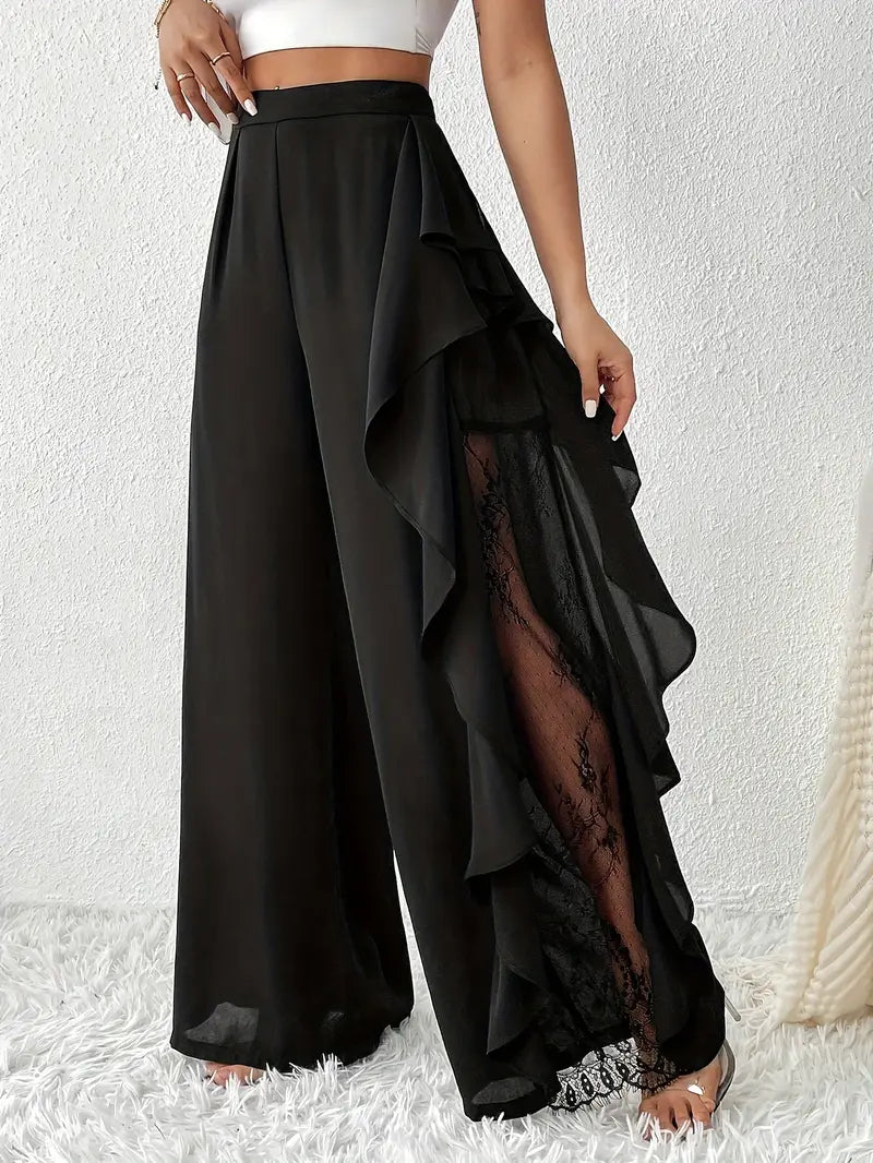 Mode Outlet | Spodnie Velmora z koronką i szerokimi nogawkami – stylowe i eleganckie