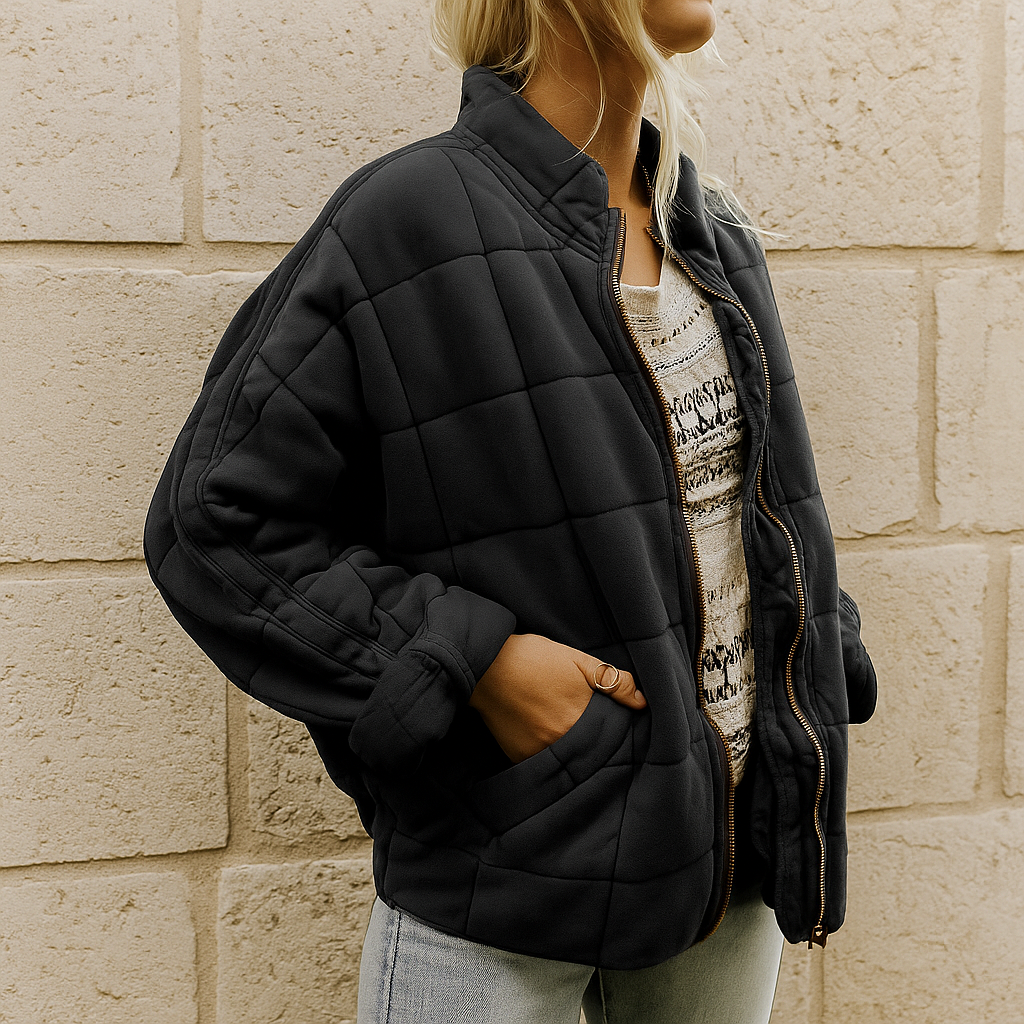 Elegancka damska kurtka z długim kołnierzem