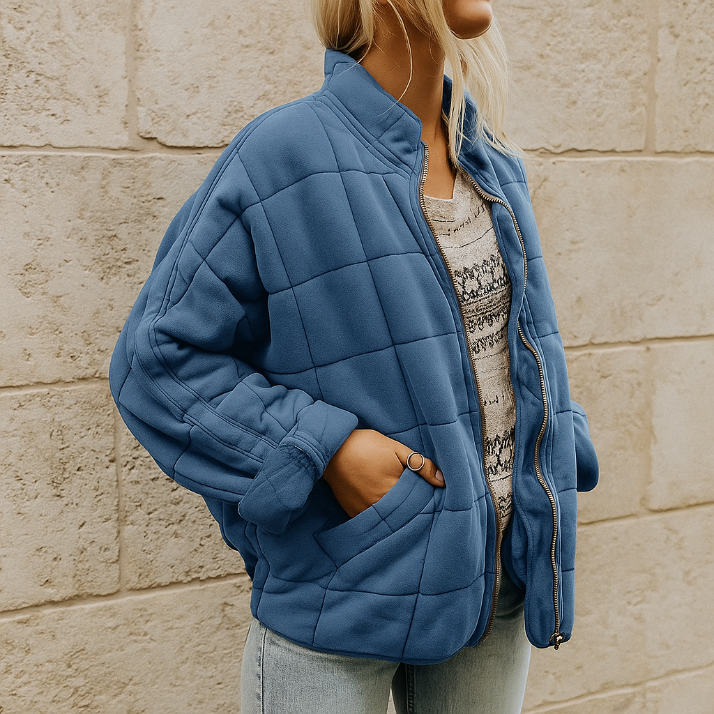 Elegancka damska kurtka z długim kołnierzem