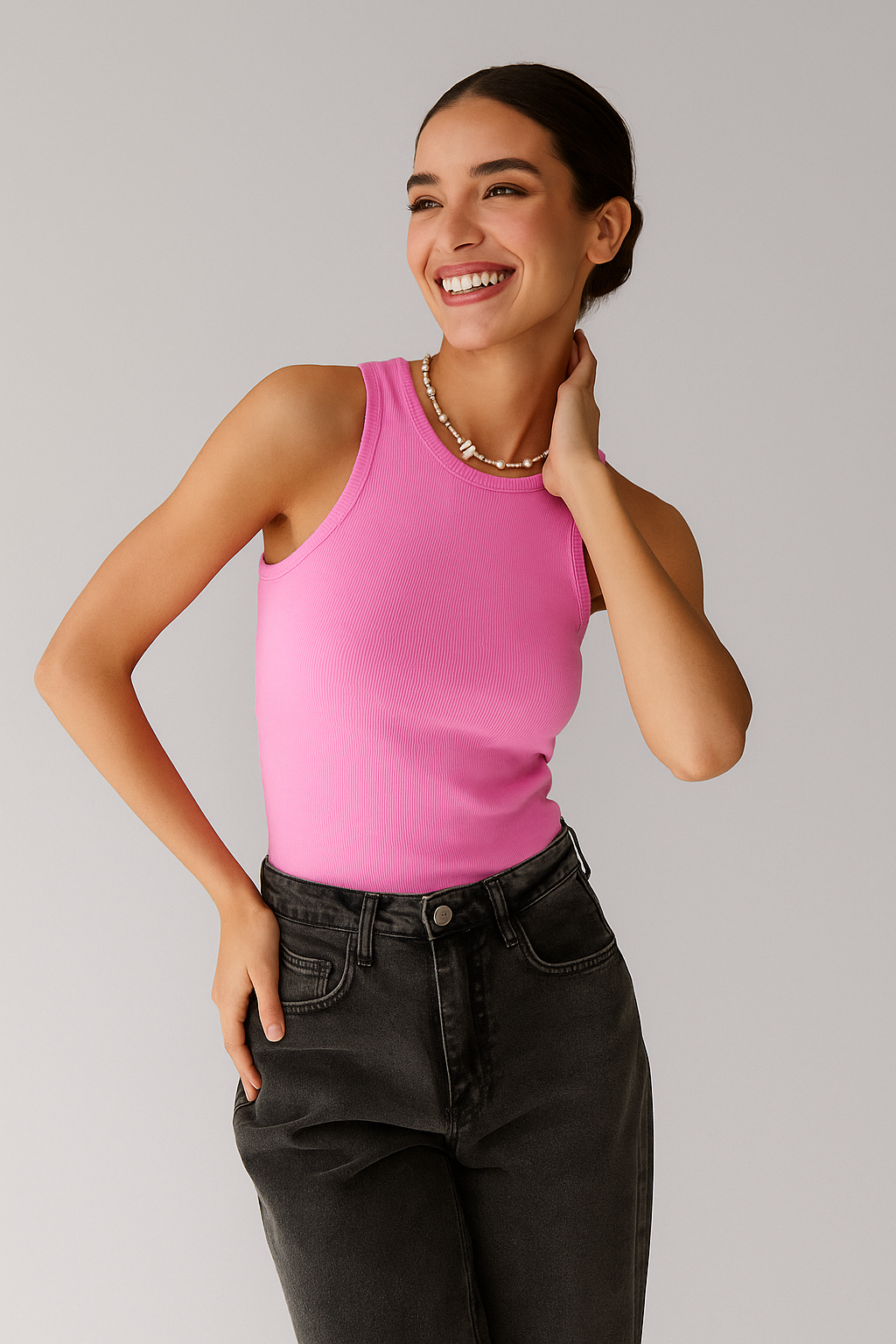 Top Lina bez rękawów z drobną fakturą