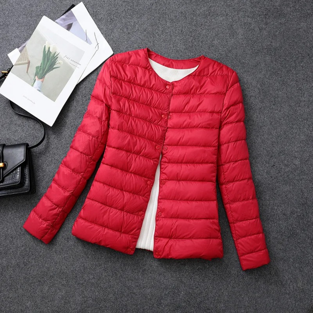 Damska Kurtka Przejściowa – Lekko Pikowana Z Zapięciem Na Guziki