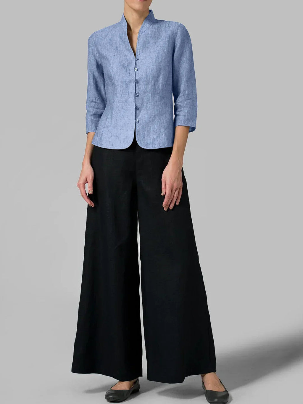 Leona | Stylowa Damska Bluzka z Wysokim Kołnierzem – Elegancka, Przewiewna i Ponadczasowa