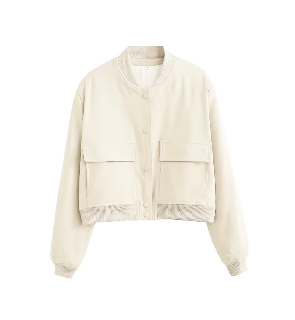 Mila | Modna Krótka Kurtka Bomberka w Kolorze Ecru