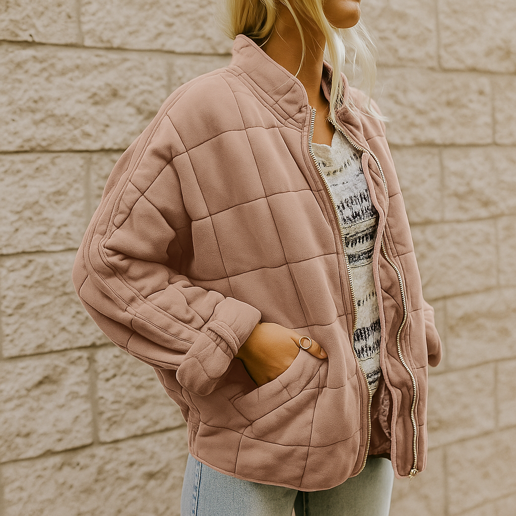 Elegancka damska kurtka z długim kołnierzem