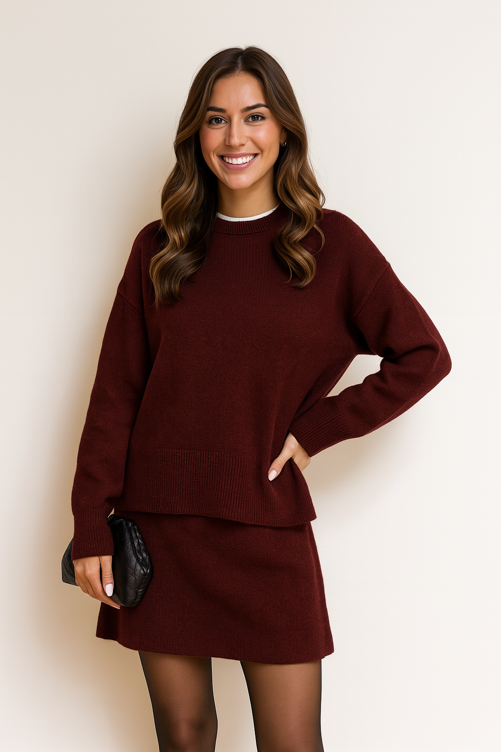 Elegancki damski komplet - sweter i spódniczka