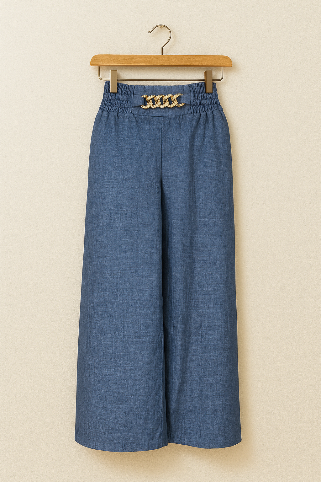 Lekkie damskie spodnie z elastycznym pasem i rozszerzanymi nogawkami