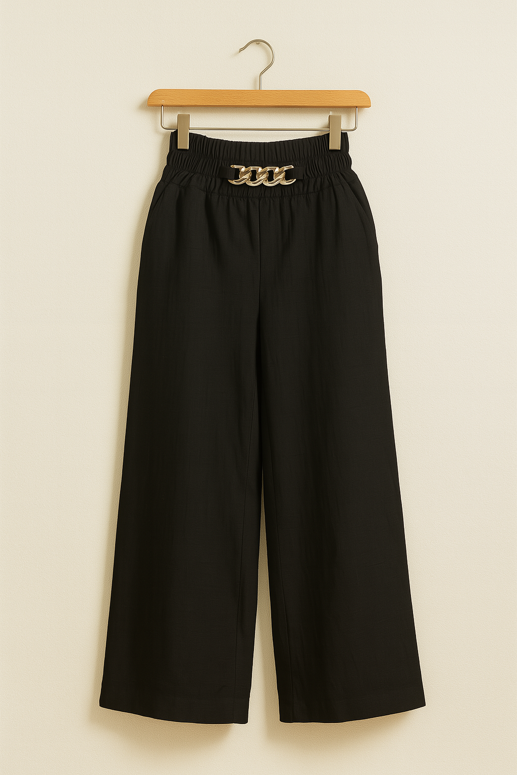 Lekkie damskie spodnie z elastycznym pasem i rozszerzanymi nogawkami