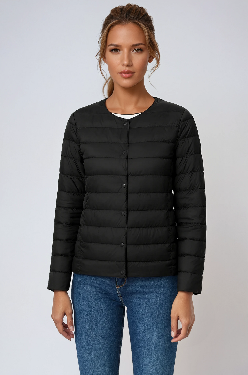 Damska Kurtka Przejściowa – Lekko Pikowana Z Zapięciem Na Guziki