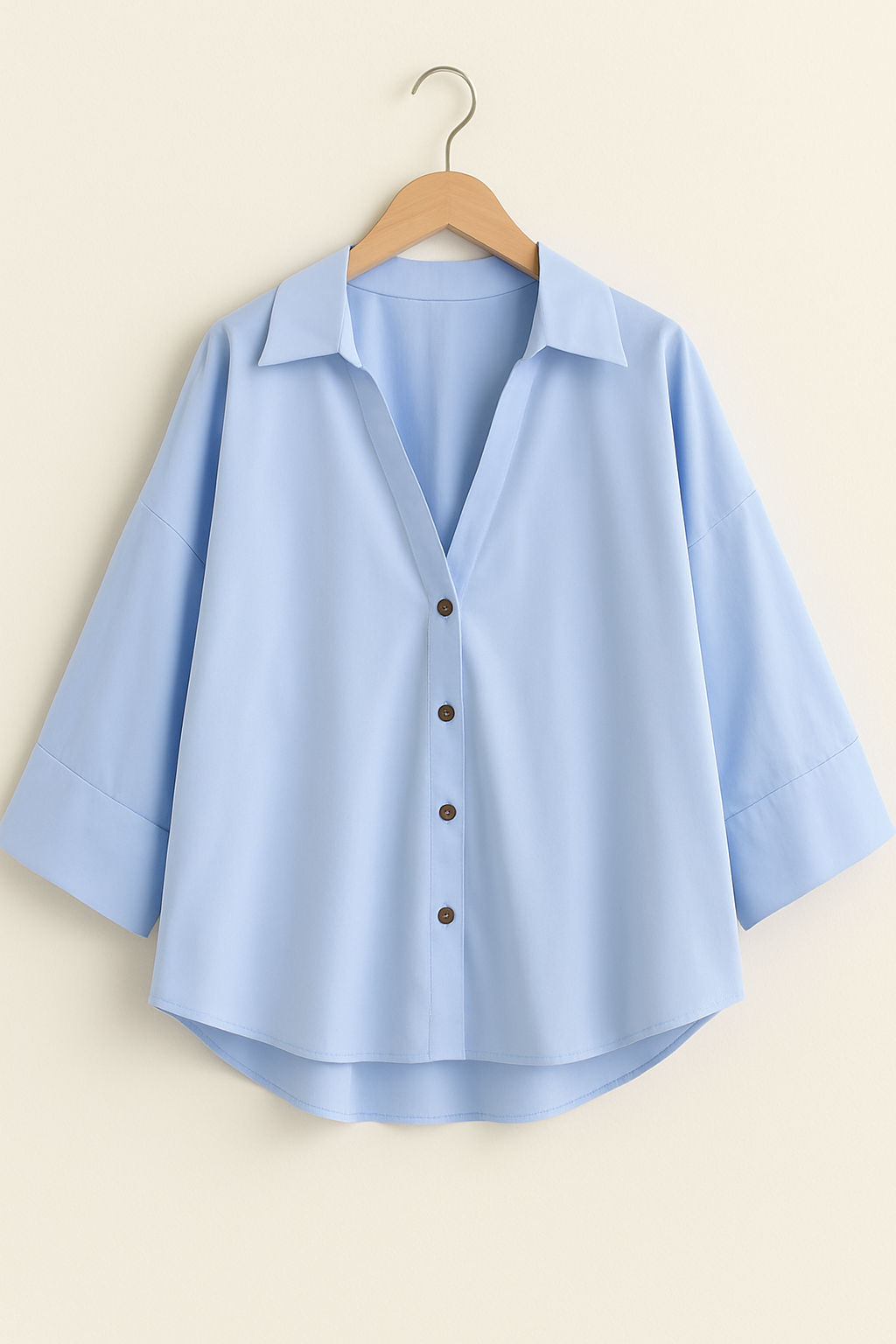 Luźna Bluzka Zapinana na Guziki