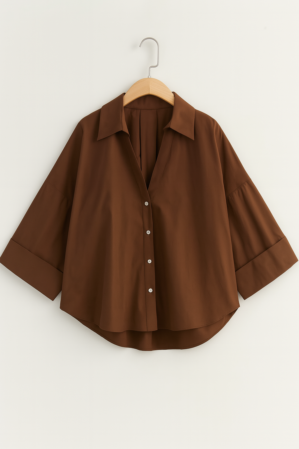 Luźna Bluzka Zapinana na Guziki