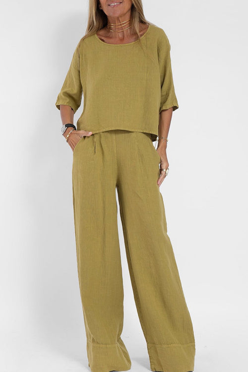 Eloise – Lekki dwuczęściowy garnitur z wysokim stanem