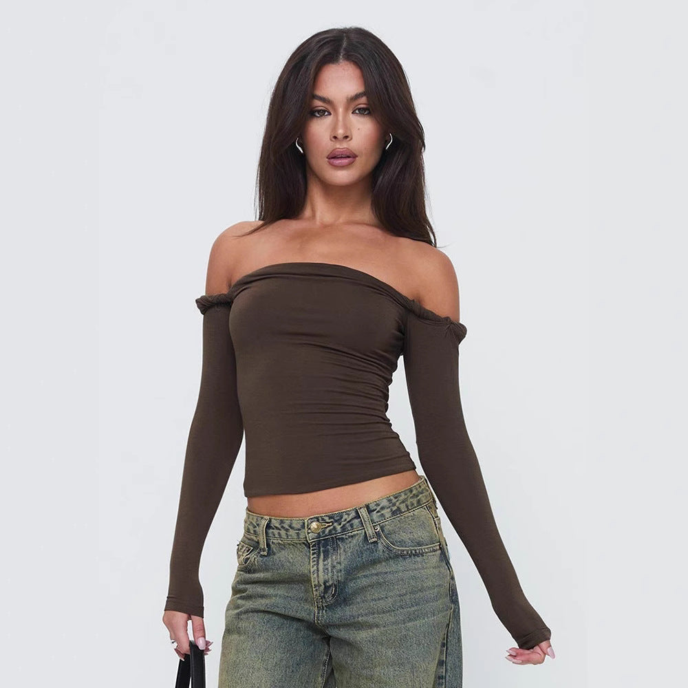 Liva | Damska bluzka z długim rękawem i odkrytymi ramionami