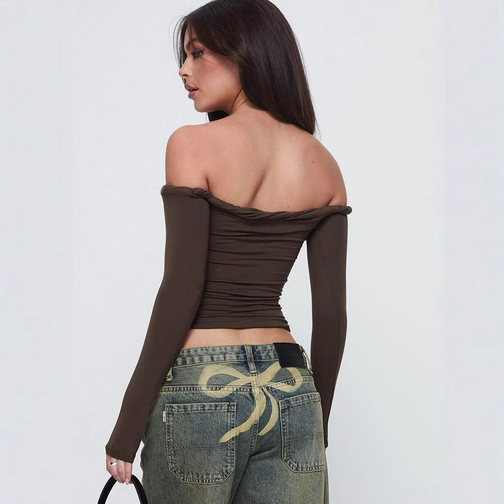 Liva | Damska bluzka z długim rękawem i odkrytymi ramionami