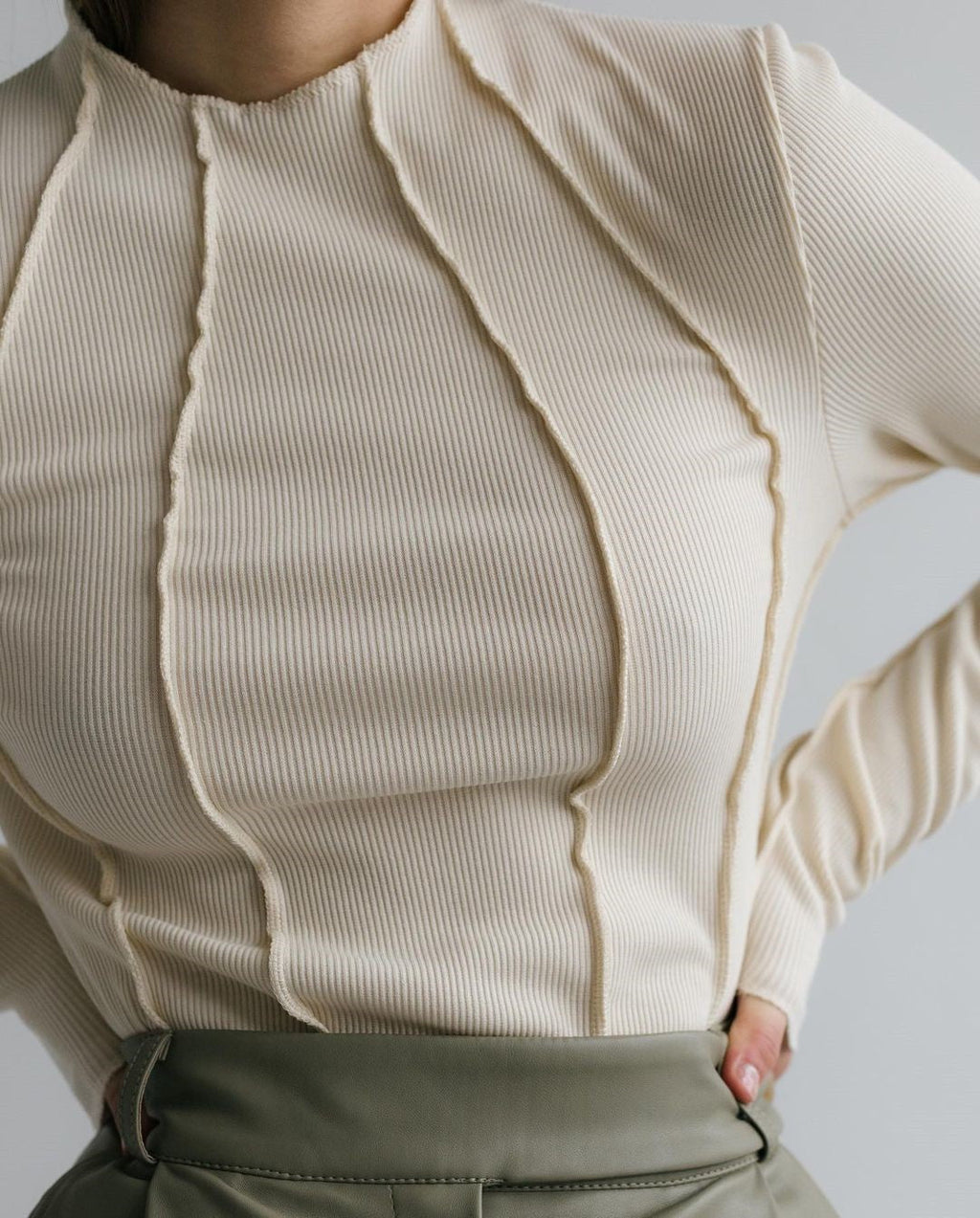 Isabeau | Damska Koszulka Rib z Długim Rękawem