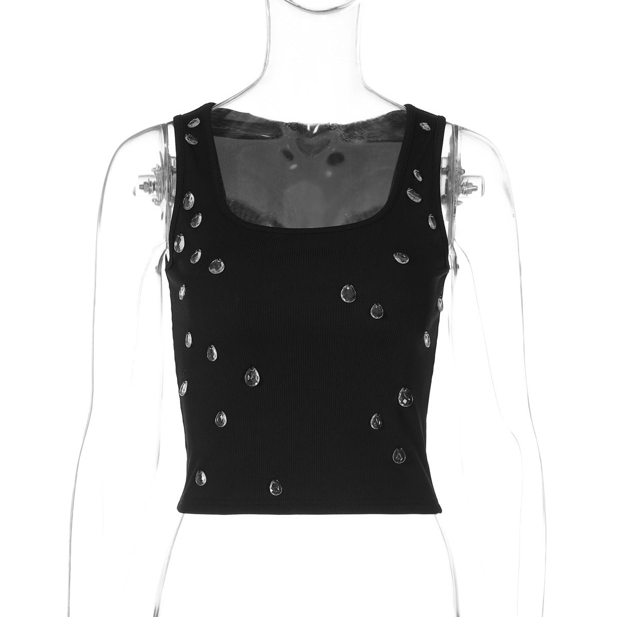 De Mode Outlet | Damski Crop Top z ozdobnym wzorem