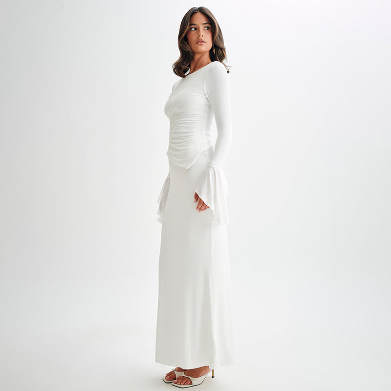 Selin | Elegancka Sukienka Maxi z Płdnicą i Długimi Rękawami