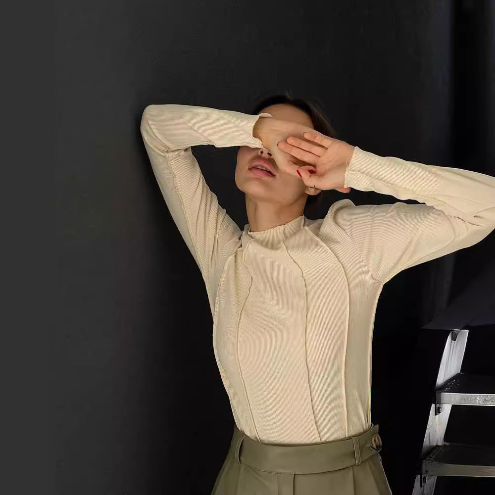 Isabeau | Damska Koszulka Rib z Długim Rękawem