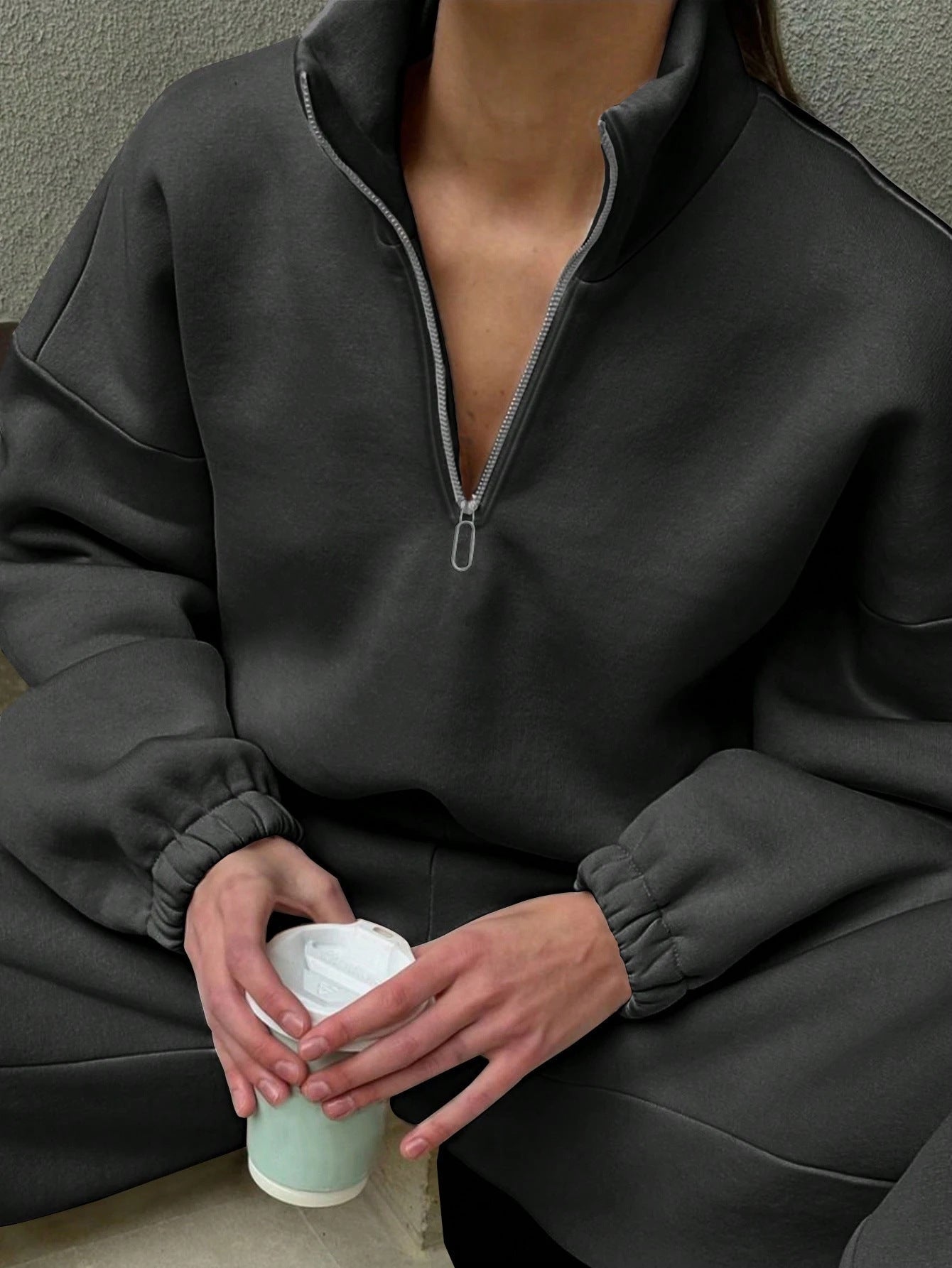 Damski Sweter – Zamek Pół i Nowoczesny Krój – Casualowy Styl