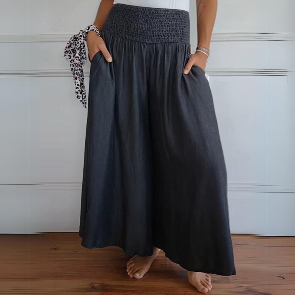 Lena | Szerokie Spodnie Damskie z Elastycznym Paskiem