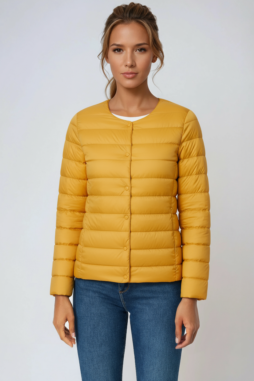 Damska Kurtka Przejściowa – Lekko Pikowana Z Zapięciem Na Guziki