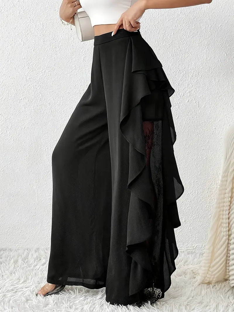 Mode Outlet | Spodnie Velmora z koronką i szerokimi nogawkami – stylowe i eleganckie