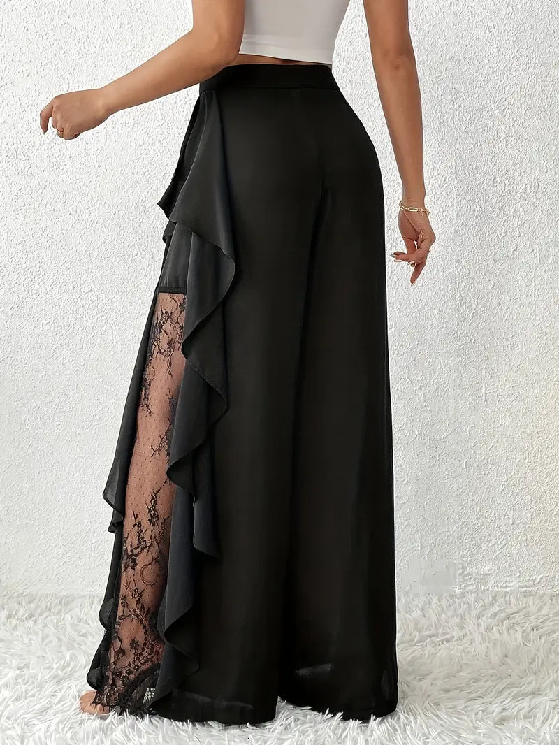 Mode Outlet | Spodnie Velmora z koronką i szerokimi nogawkami – stylowe i eleganckie