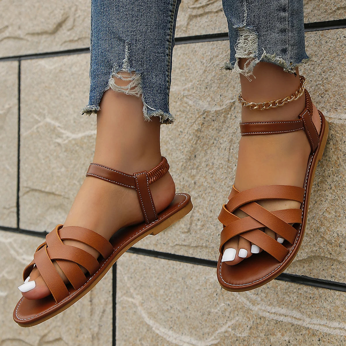 Alina | Sandały damskie z płaską podeszwą – Wygodne, Eleganckie & Letnie