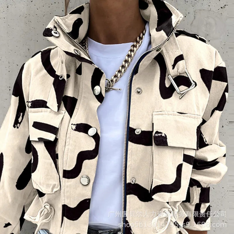 Damski Krótki Kurtka Bomberka w Stylu Urban