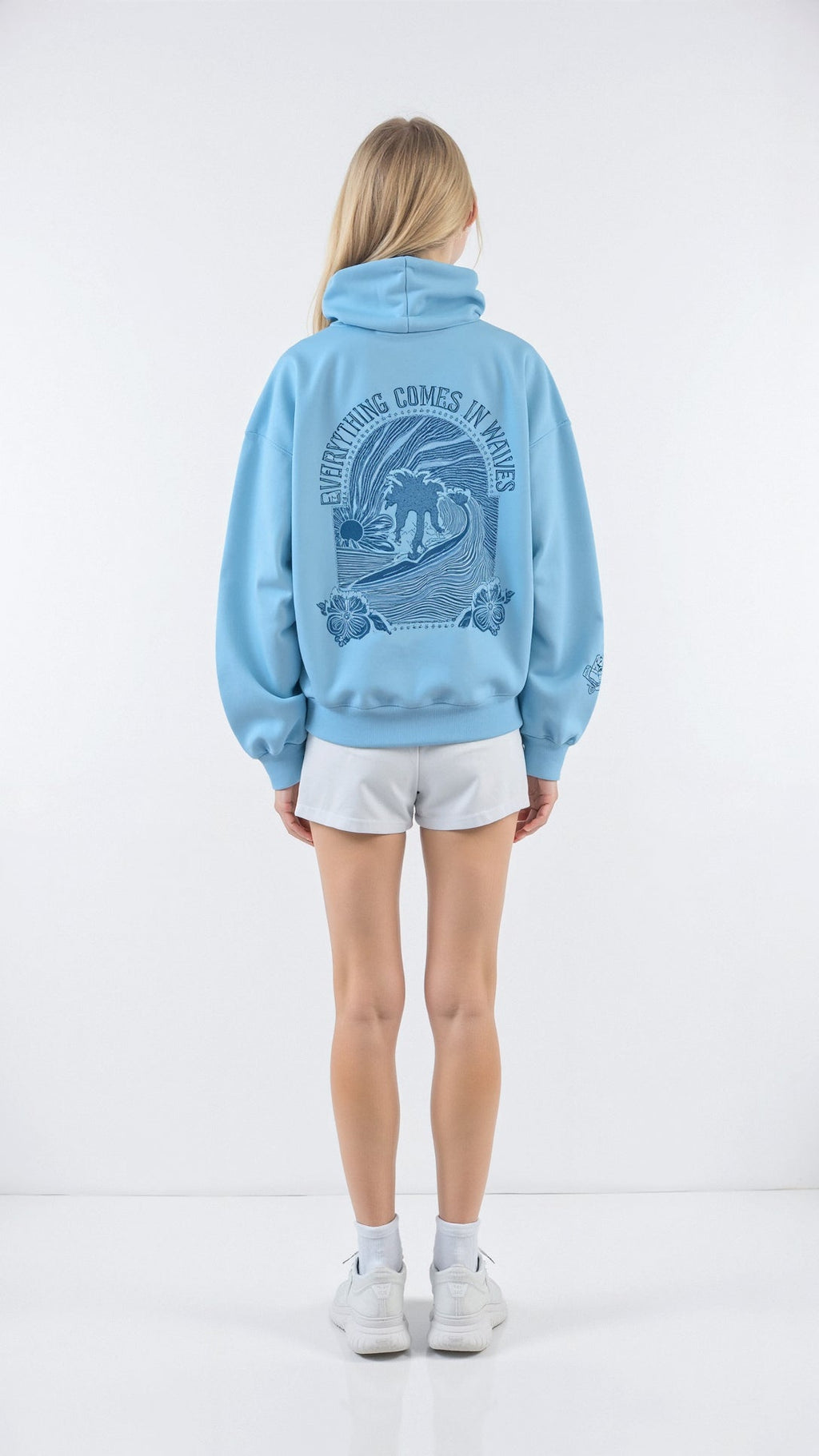 Damska bluza z haftowanym wzorem na plecach | Wygodny kangurek z kapturem