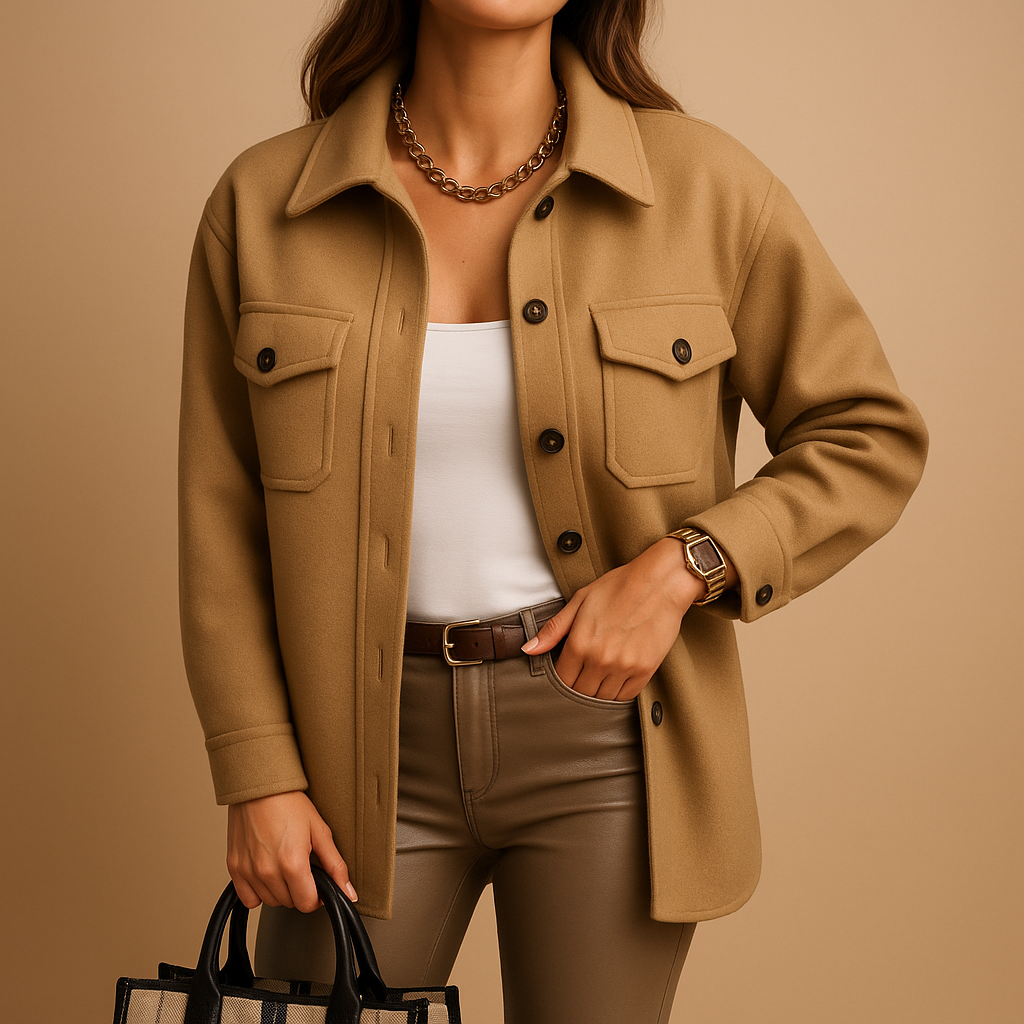 Wodoodporna damska kurtka - wiatroszczelna kurtka z kołnierzem i guzikami