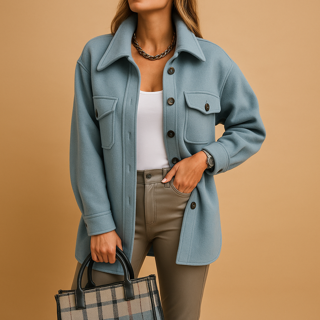 Wodoodporna damska kurtka - wiatroszczelna kurtka z kołnierzem i guzikami